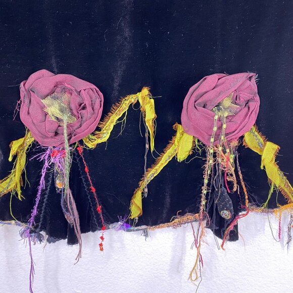 Giselle Shepatin Womens Velvet Art to Wear Rosettes Lagenlook Eclectic Vest Sz S - Picture 14 of 14